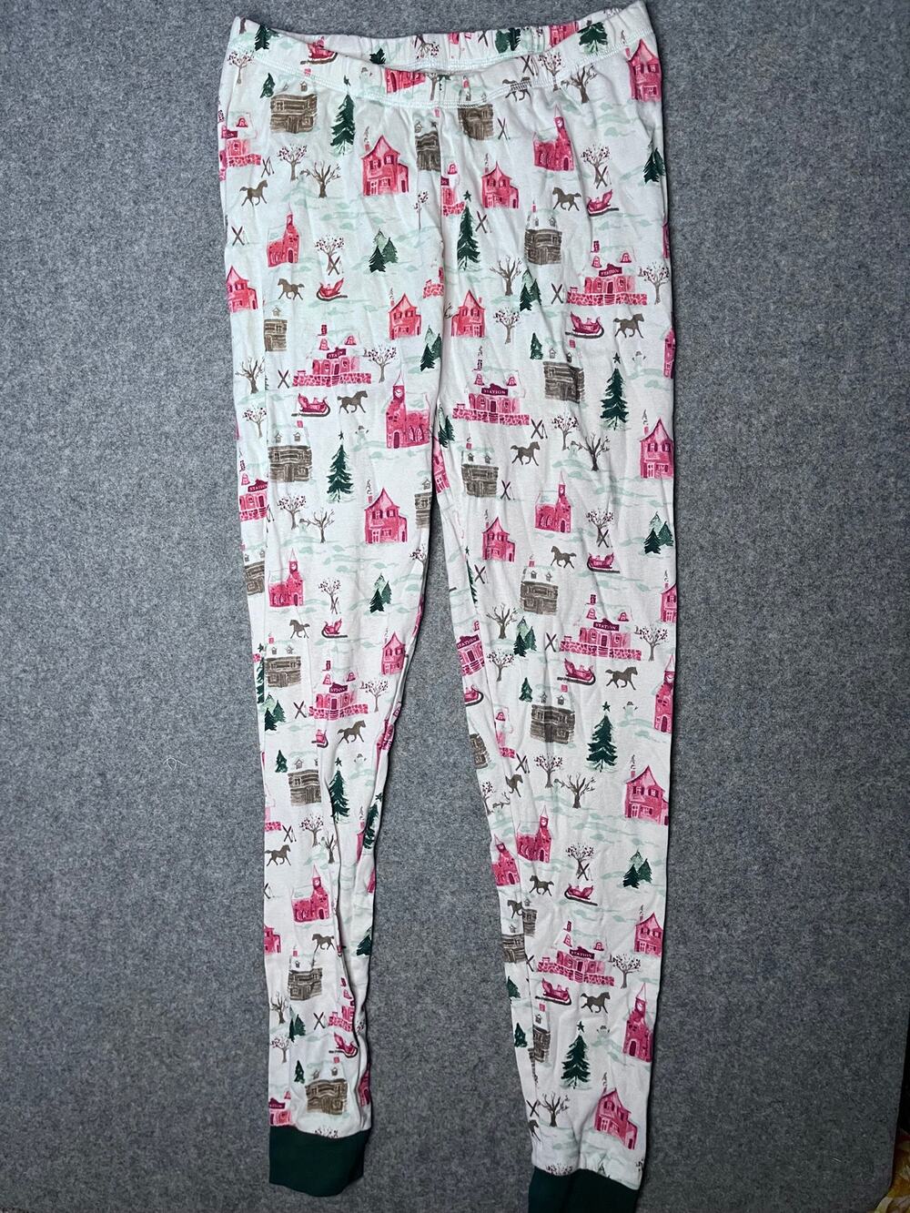 Burt's Bees Baby Winter Country Christmas Village Organic Cotton Pajama Pants S